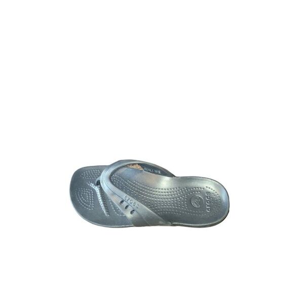 Crocs Thong Sandals Women Sz 4 Black Rubber‎ Massaging Sole Summer Casual - Picture 1 of 6